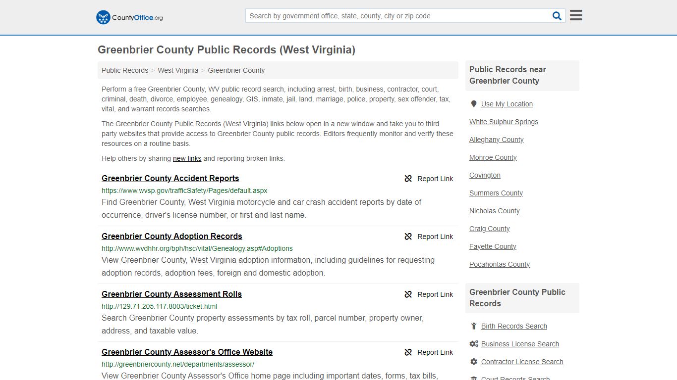 Greenbrier County Public Records (West Virginia) - County Office