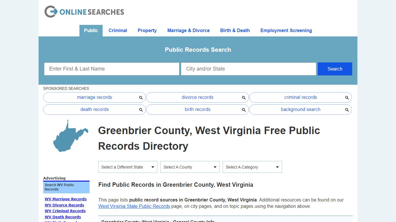 Greenbrier County, West Virginia Public Records Directory